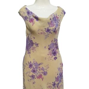 10017-2 Vestido crema con flores lilas