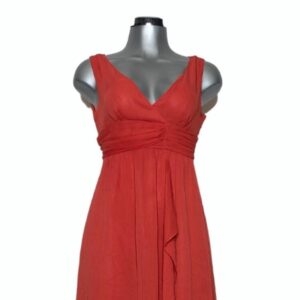 Vestido coral corto con holanes